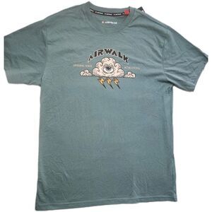 Airwalk Men's Size S  T-shirt Green With Cloud Print
